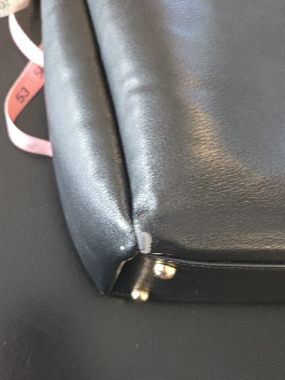 Luella Grey Black Leather Shoulder Bag with Gold Ring Accents - Picture 8 of 11